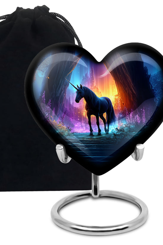 Black Unicorn Funeral Urn - Colourful Cremation Urn For Male & Female