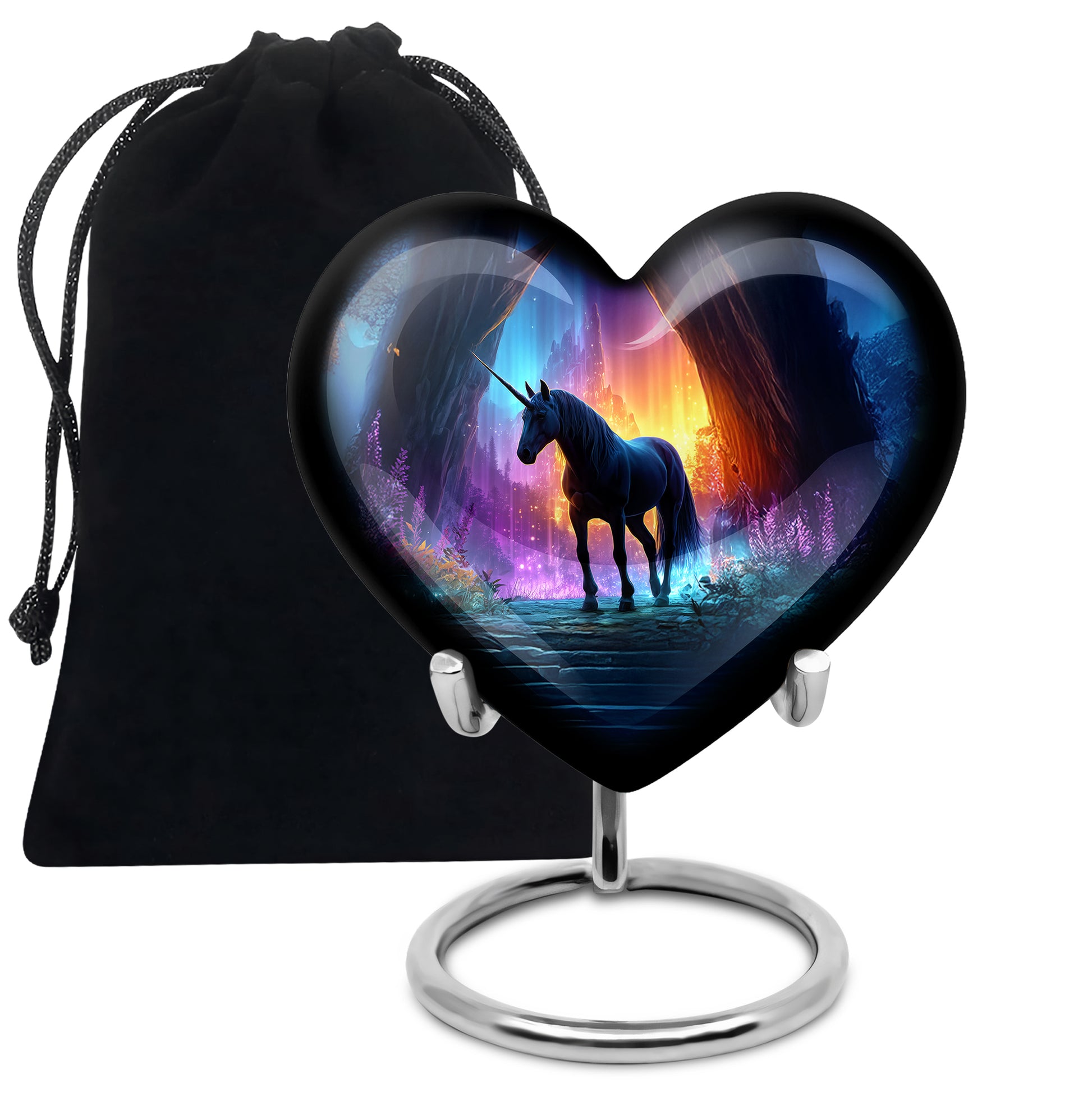 Black Unicorn Funeral Urn - Colourful Cremation Urn For Male & Female