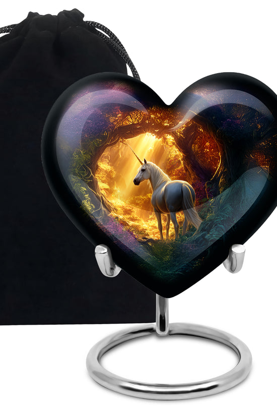 Golden Unicorn Funeral Urn - Forest Memorial Urn For Burial