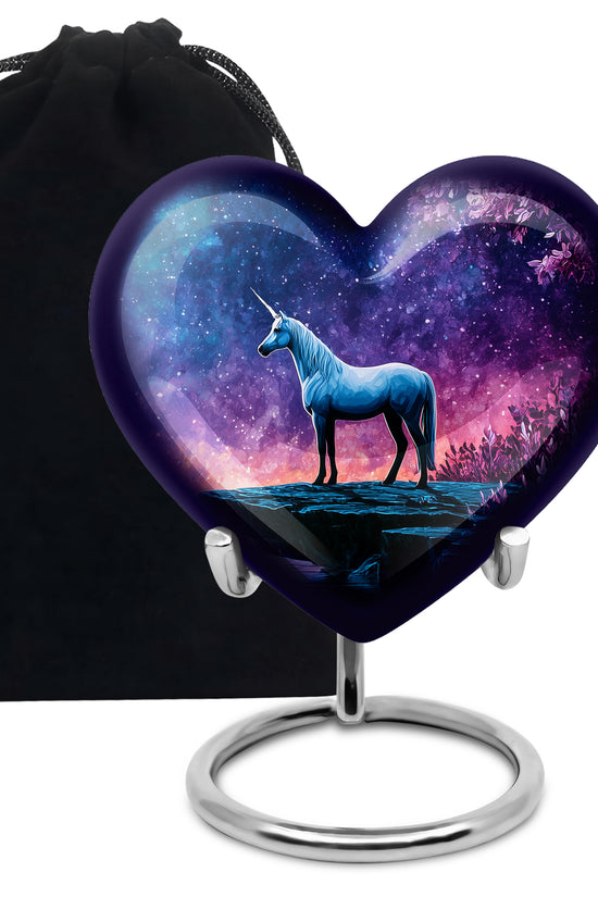 White Unicorn Cremation Urn - Night Sky Memorial Urn For Adults