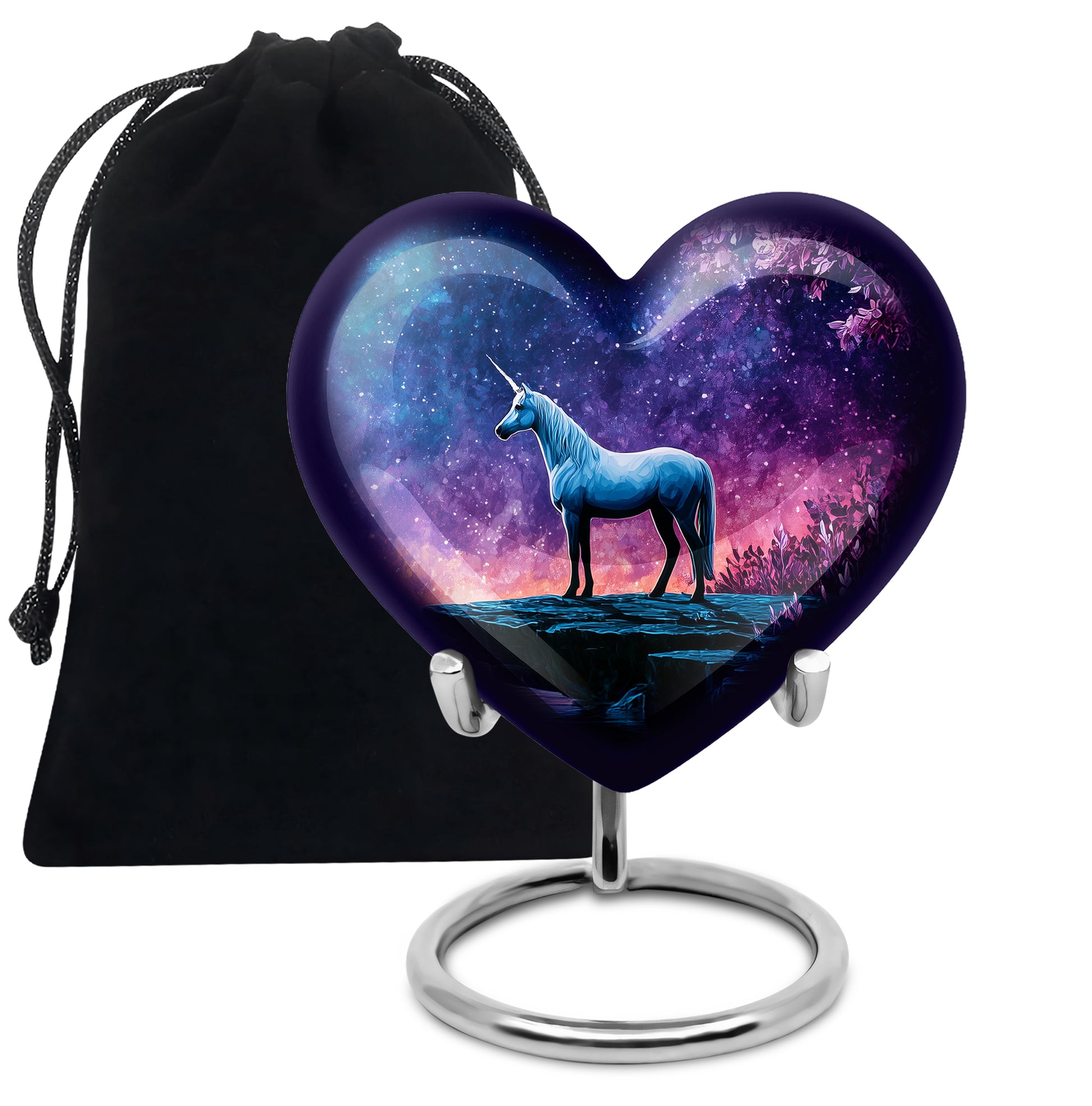 White Unicorn Cremation Urn - Night Sky Memorial Urn For Adults