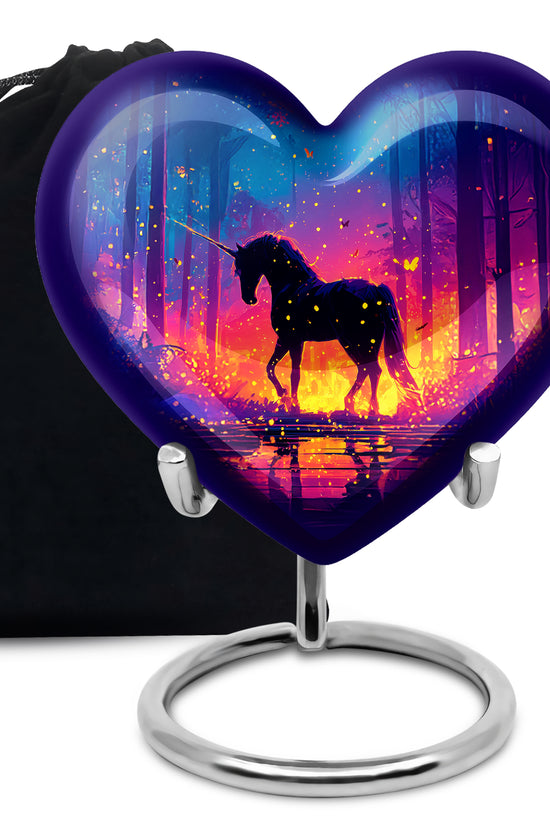 Fire Unicorn Memorial Urn - Forest Funeral Cremation Urn For Adult Ashes