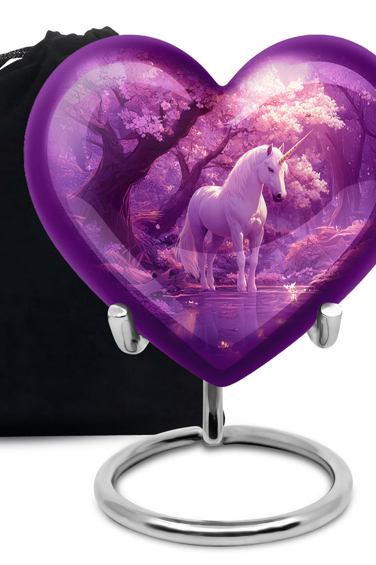 Beautiful Unicorn Cremation Urn - Purple Memorial Urn For Burial