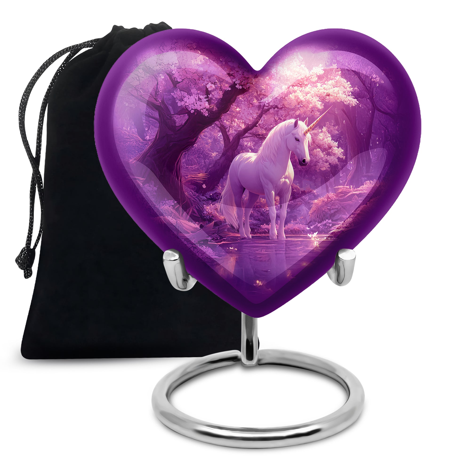 Beautiful Unicorn Cremation Urn - Purple Memorial Urn For Burial