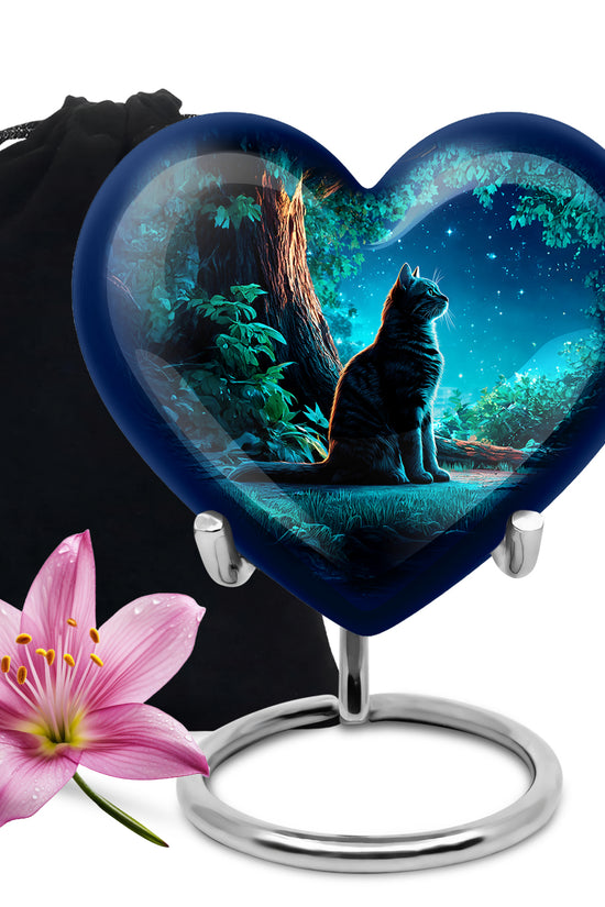 Night Cat Memorial Urn - Moonlight Cremation Urn For Human Ashes