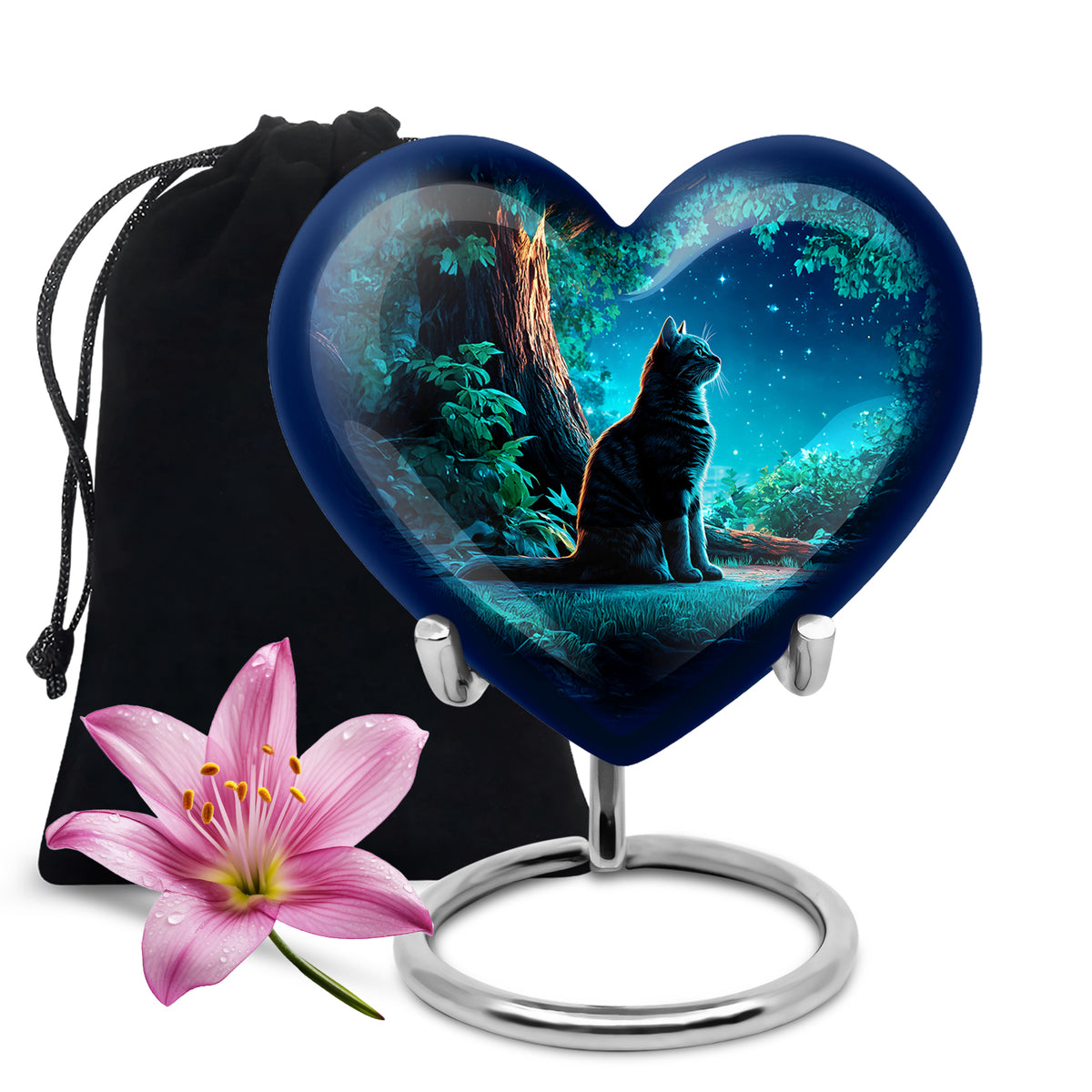 Night Cat Memorial Urn - Moonlight Cremation Urn For Human Ashes