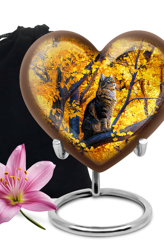 Autumn Nature Cat Cremation Urn - Elegant Funeral Urn For Human Ashes