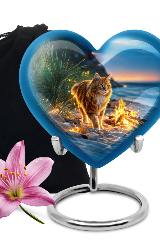 Beach Cat Memorial Urn - Campfire Cremation Urn For Ashes