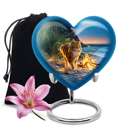Beach Cat Memorial Urn - Campfire Cremation Urn For Ashes