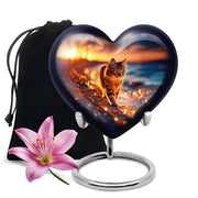 Sunset Beach Cat Memorial Urn -Glowing Cremation Urn For Loved Ones