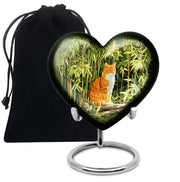 Orange Cat Cremation Urn - Nature Bamboo Design Memorial Urn For Cat Ashes