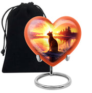 Orange Cat Funeral Urn - Beautiful Sunset Scene Urn For Ashes