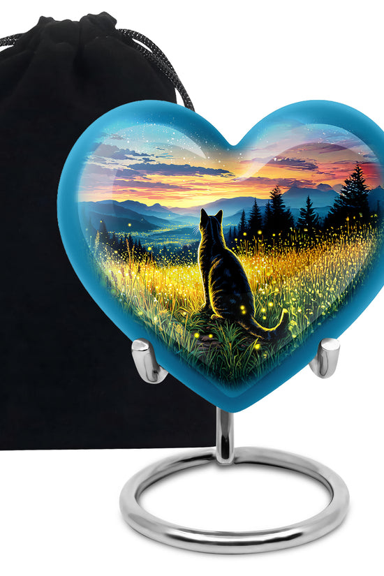 Black Cat Memorial Urn - Sunset Mountain Cremation Urn For Cat Ashes