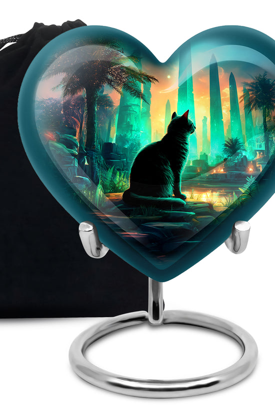 Mystic Cat Temple Funeral Urn - Decorative Aluminium Urn For Cat Ashes