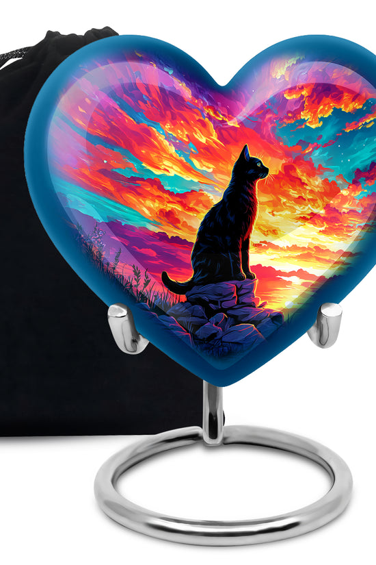 Black Cat Cremation Urn - Artistic Funeral Urn For Pet Ashes