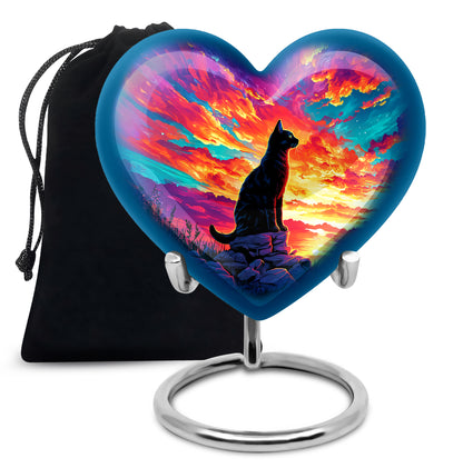 Black Cat Cremation Urn - Artistic Funeral Urn For Pet Ashes