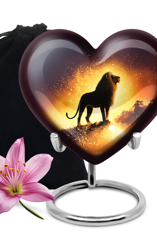 Lion Theme Cremation Urn - Memorial Container Urns For Human Ashes