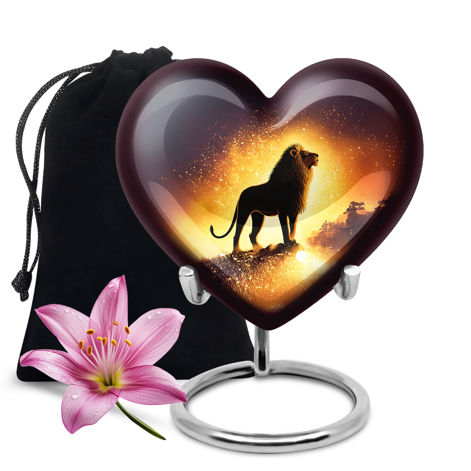 Lion Theme Cremation Urn - Memorial Container Urns For Human Ashes