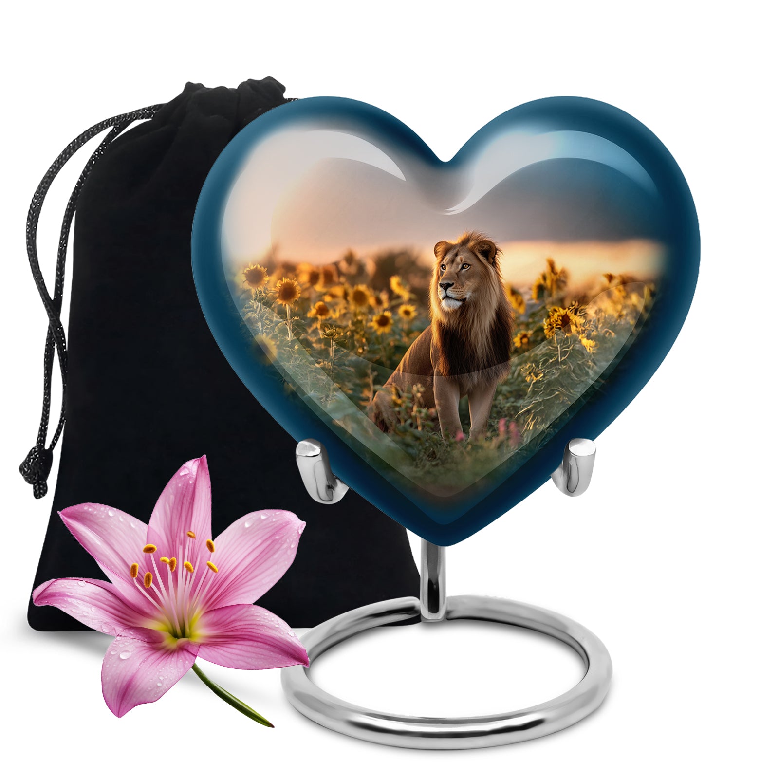 Lion Tribute Funeral Urn - Sunflower Field Cremation Urn For Men