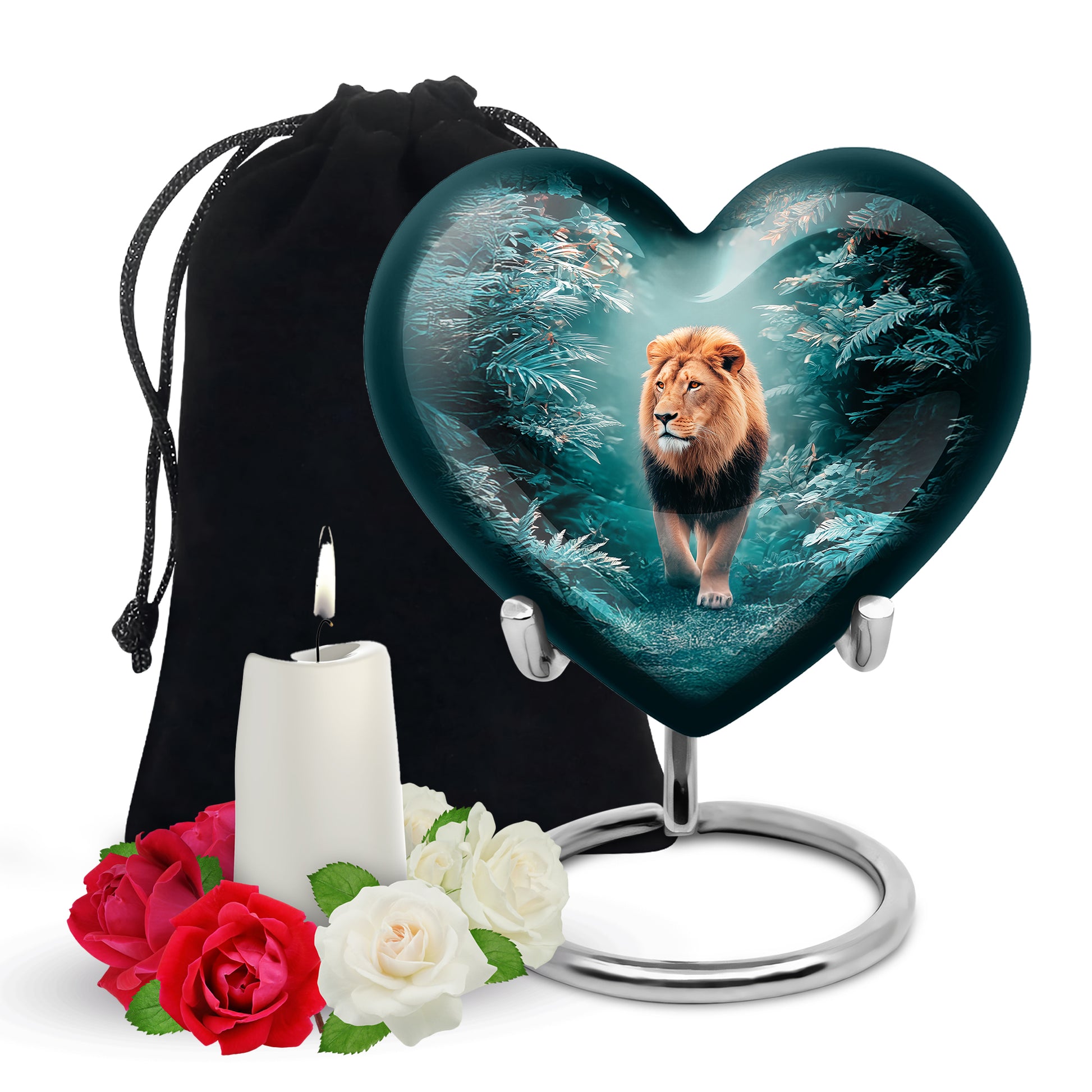 Forest Lion Memorial Urn - Wildlife Cremation Urn For Dad
