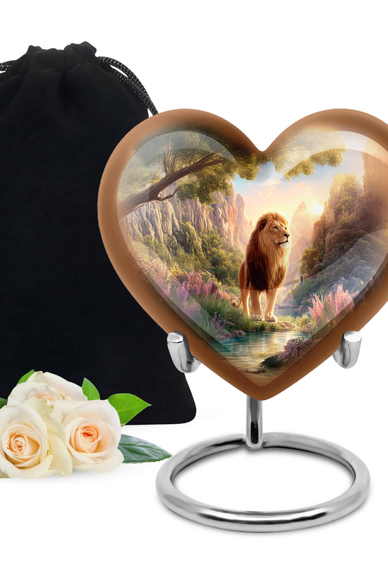 Lion Guardian Memorial Urn - Nature Landscape Cremation Urn For Dad