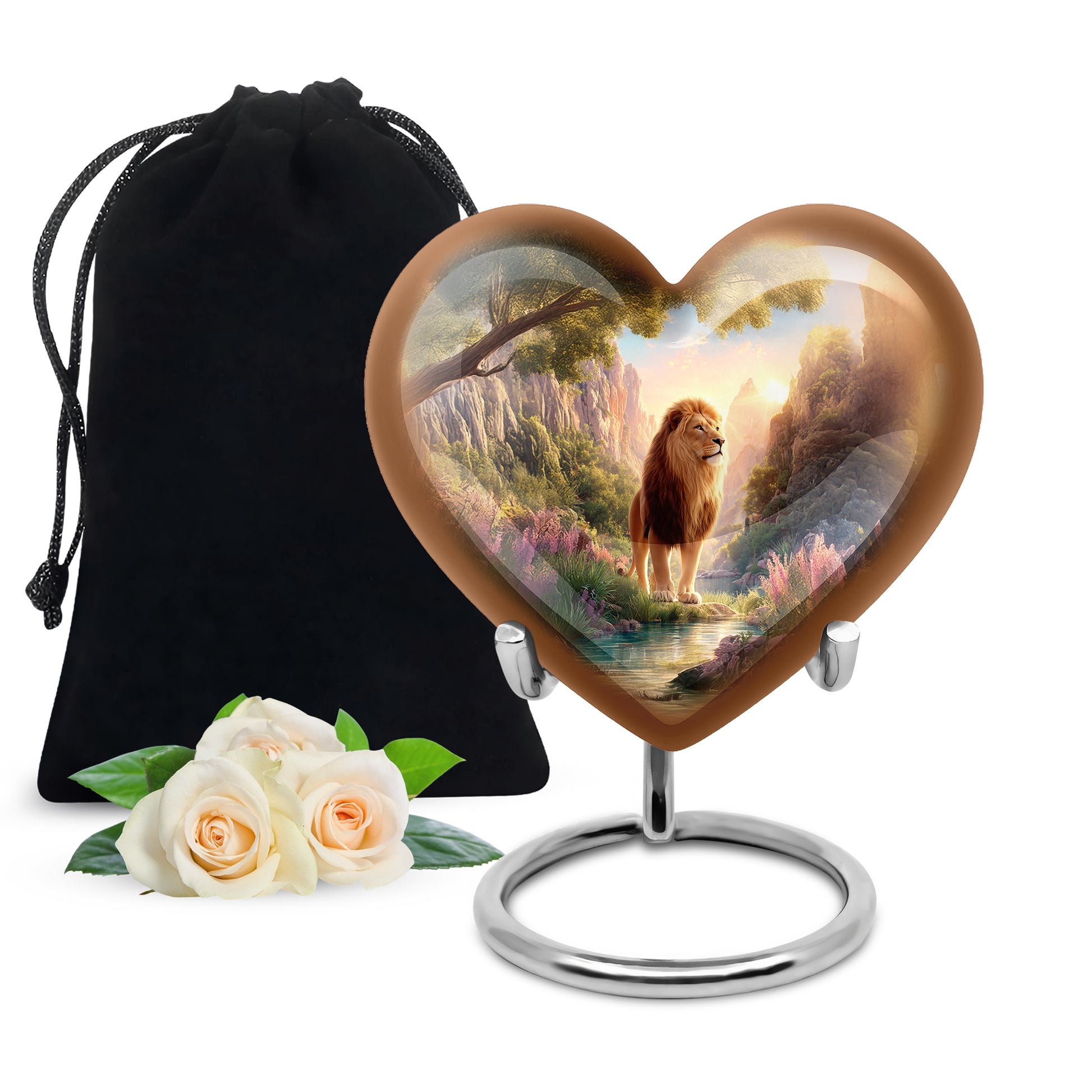 Lion Guardian Memorial Urn - Nature Landscape Cremation Urn For Dad