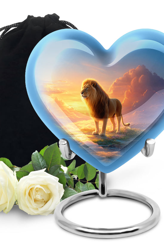 Golden Sky Lion Memorial Urn - Cremation Urn For Adult Ashes