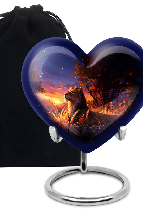 Lion Themed Memorial Urn - Sunset Tribute Memorial Urn For Human Ashes