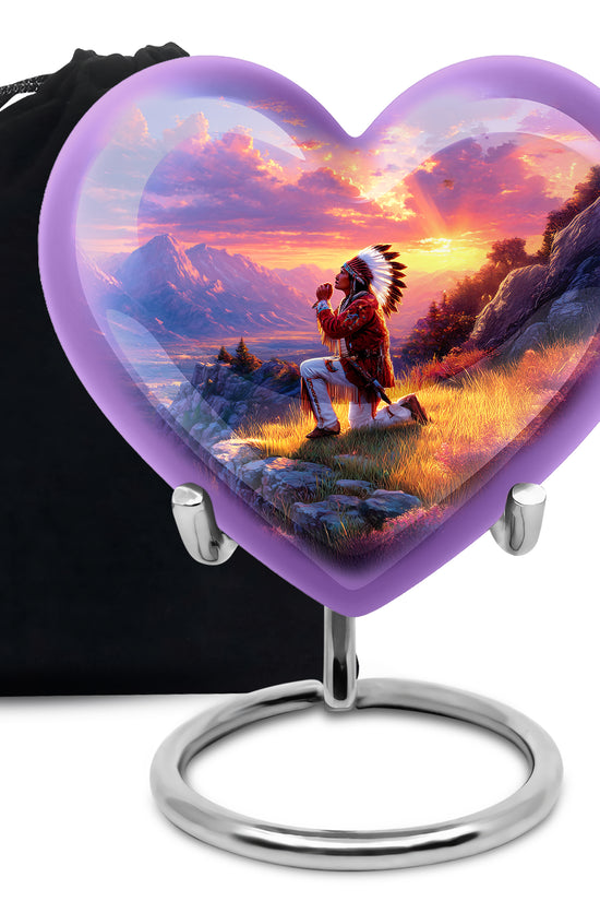 Native American Prayer Cremation Urn - Sunset Funeral For Burial