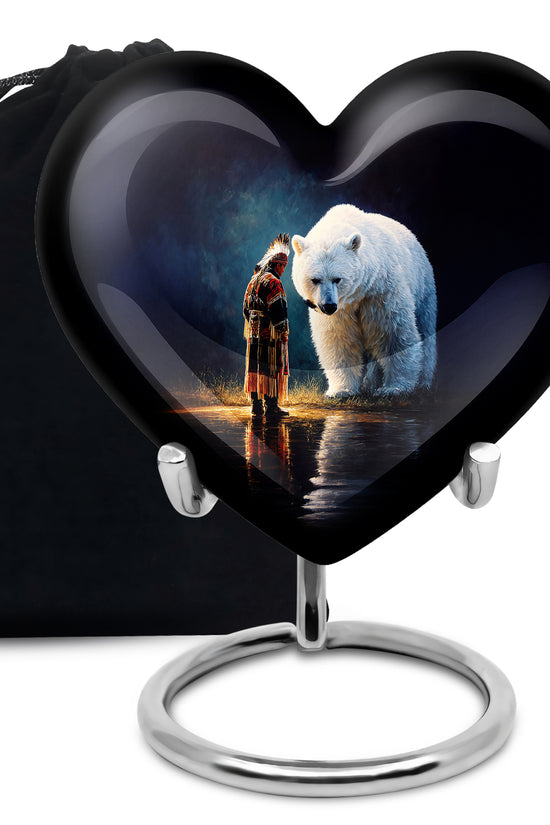 Native American Burial Urn - White Bear Spirit Memorial For Human Ashes