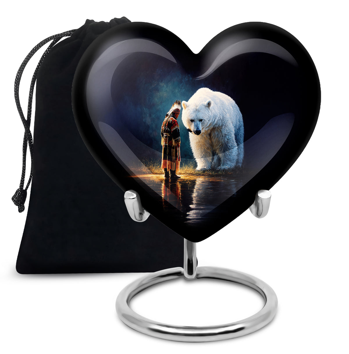 Native American Burial Urn - White Bear Spirit Memorial For Human Ashes