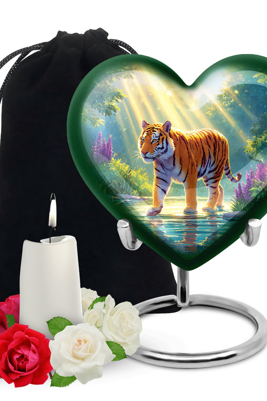 Majestic Tiger Cremation Urn - Wildlife River Scene Memorial Urn For Adult Ashes