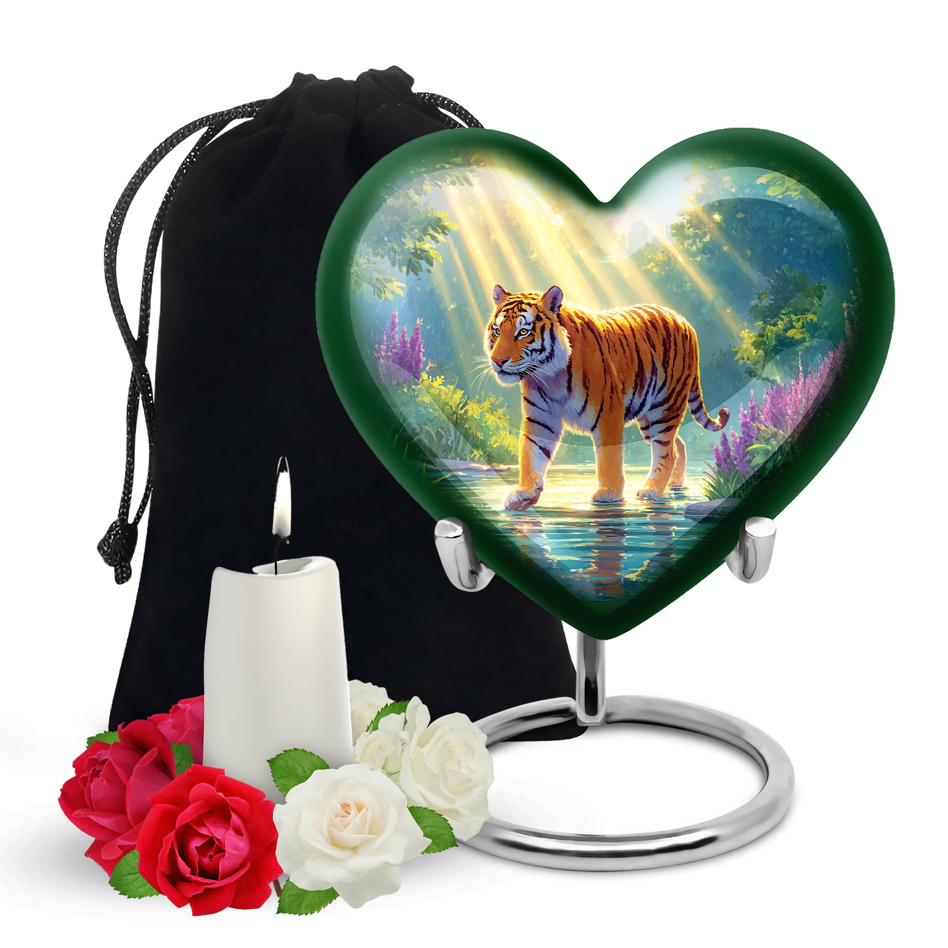 Majestic Tiger Cremation Urn - Wildlife River Scene Memorial Urn For Adult Ashes
