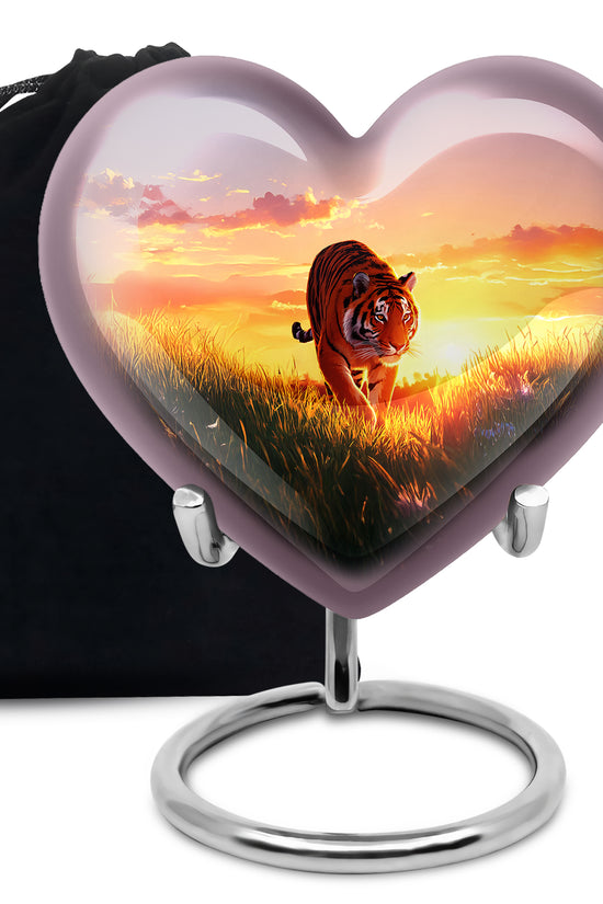 Tiger Themed Cremation Urn For Ashes - Nature Scene Memorial Urn