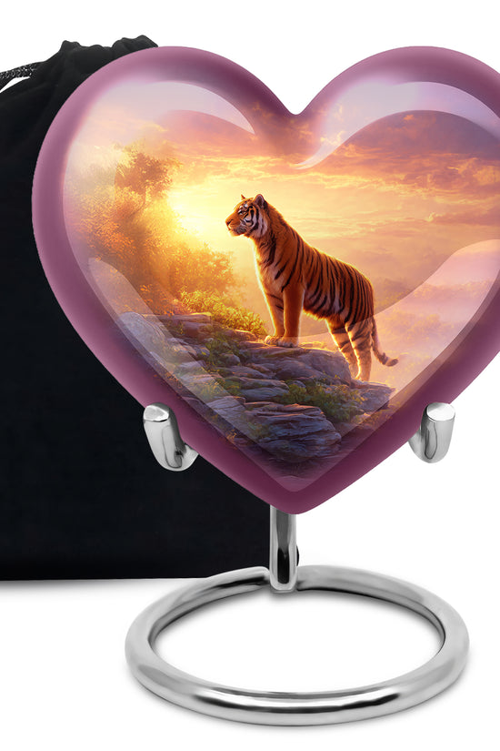 Decorative Tiger Funeral Urn - Mountain Landscape Cremation Urn For Ashes