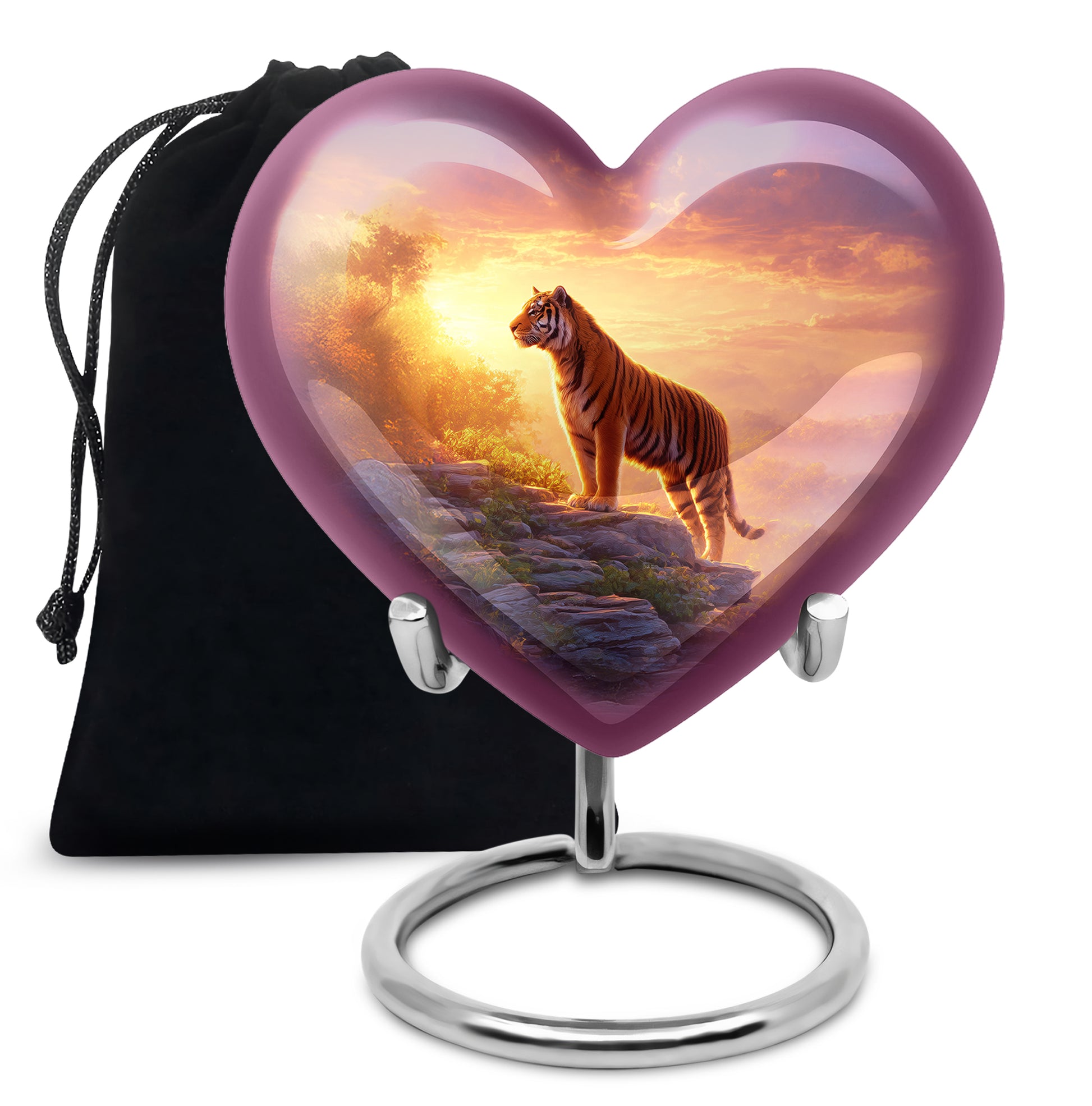 Decorative Tiger Funeral Urn - Mountain Landscape Cremation Urn For Ashes