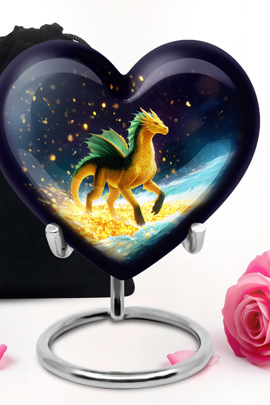 Golden Dragon Cremation Urn - Fantasy Memorial Urn For Human Ashes