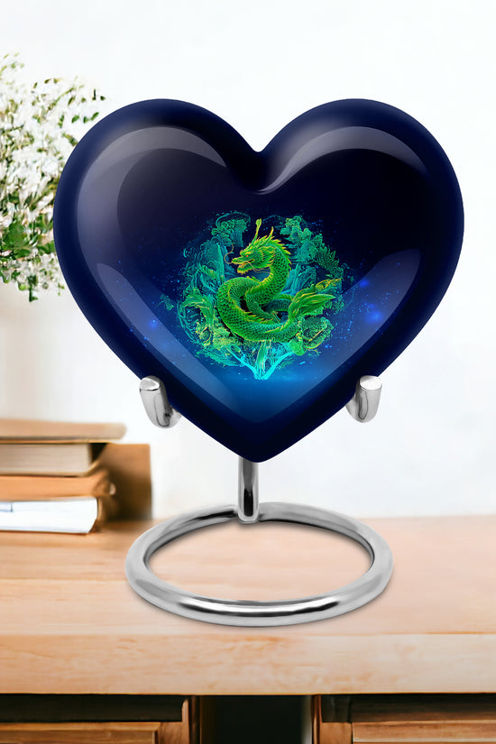 Green Dragon Memorial Urn - Neon Funeral Urn For Adult Ashes