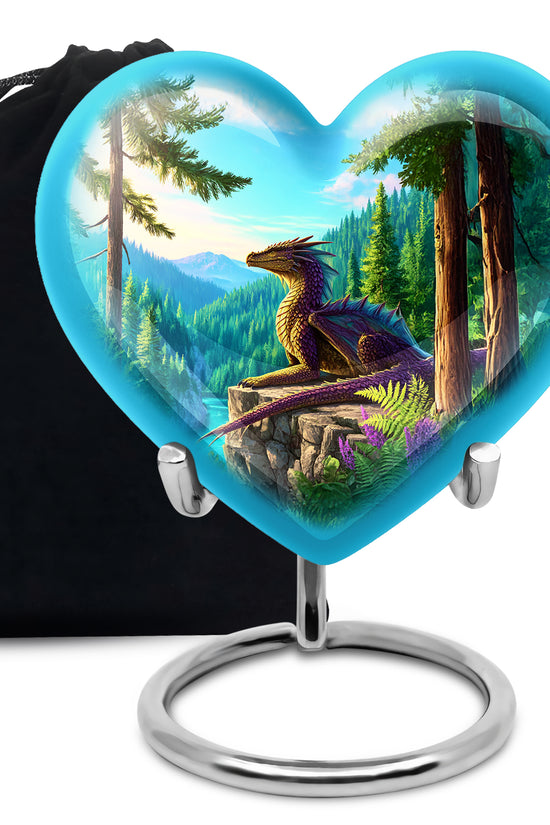 Fantasy Dragon Funeral Urn - Forest Landscape Memorial Urn For Ashes