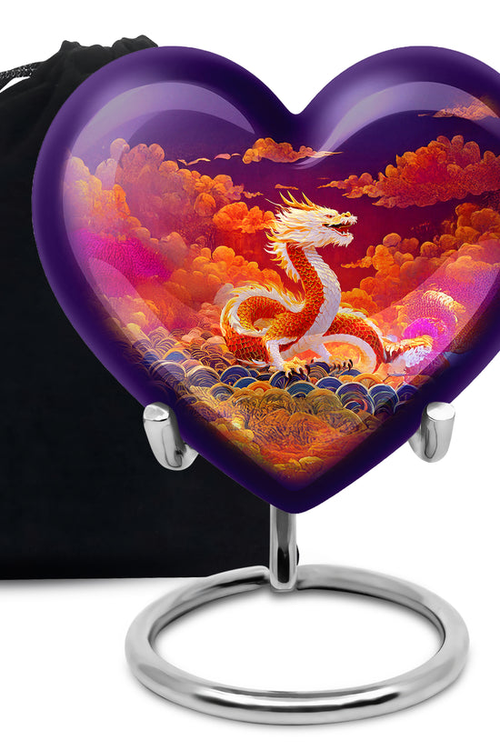 Asian Dragon Memorial Urn - Fire Themed Cremation Urn For Loved Ones