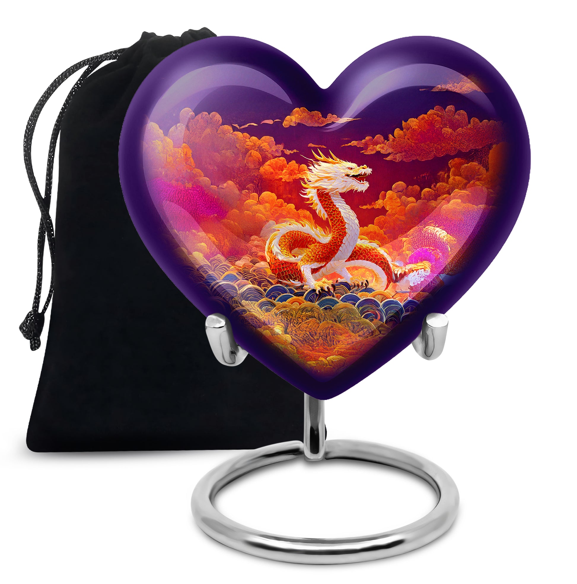 Asian Dragon Memorial Urn - Fire Themed Cremation Urn For Loved Ones