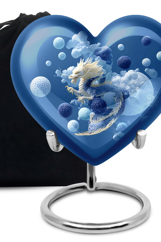 Blue Dragon Cremation Urn - Fantasy Cloud Design Memorial Urn For Burial