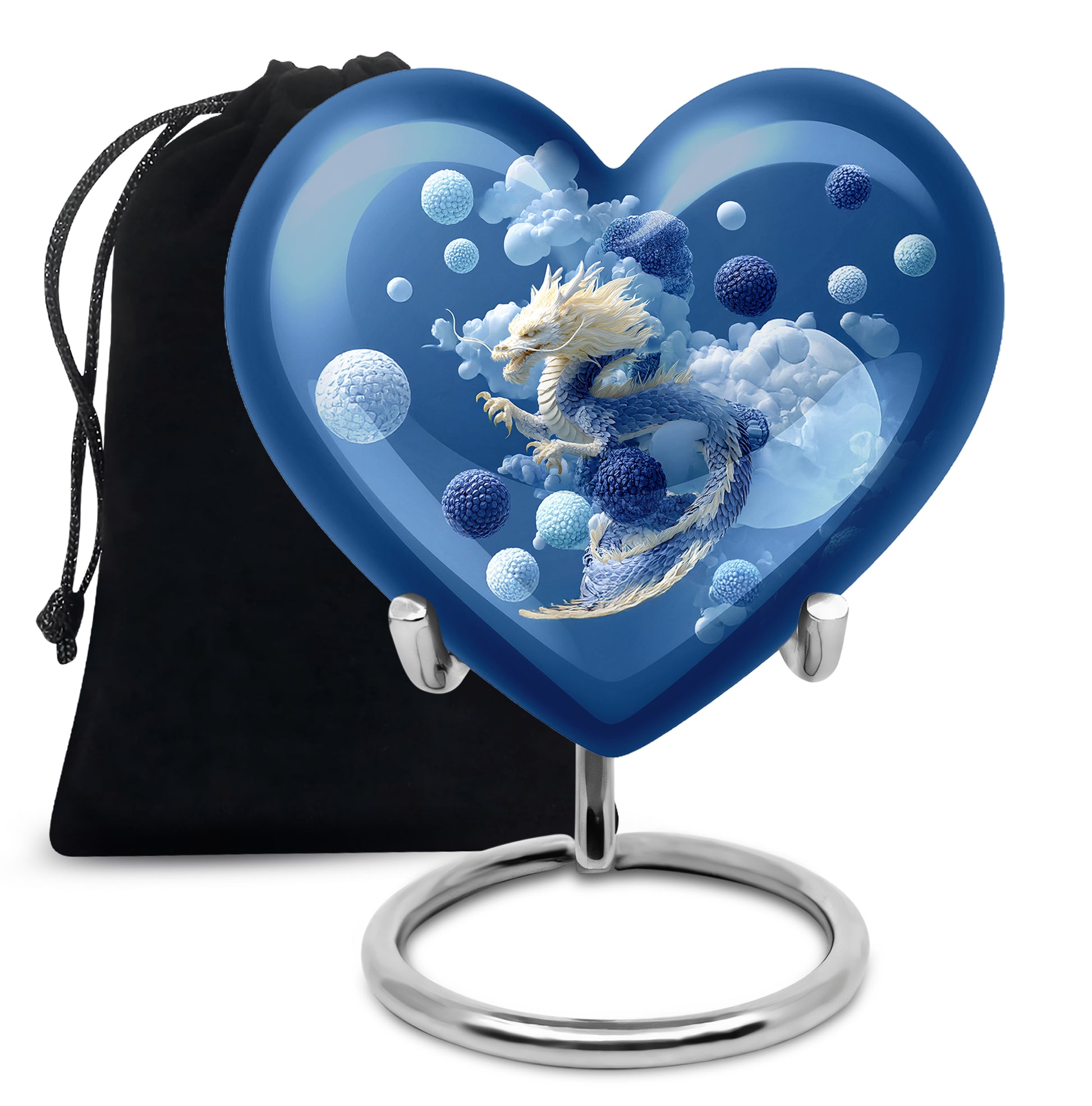 Blue Dragon Cremation Urn - Fantasy Cloud Design Memorial Urn For Burial
