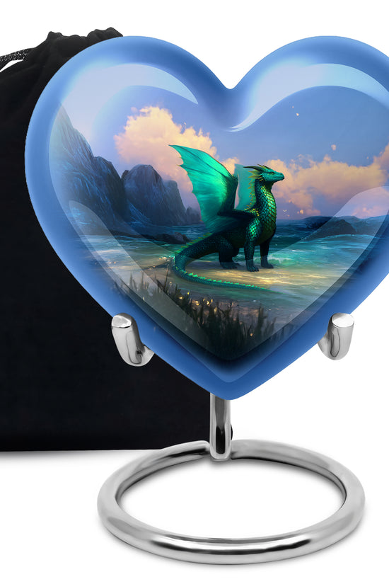 Green Dragon Memorial Urn For Ashes - Beautiful Cremation Urn For Burial