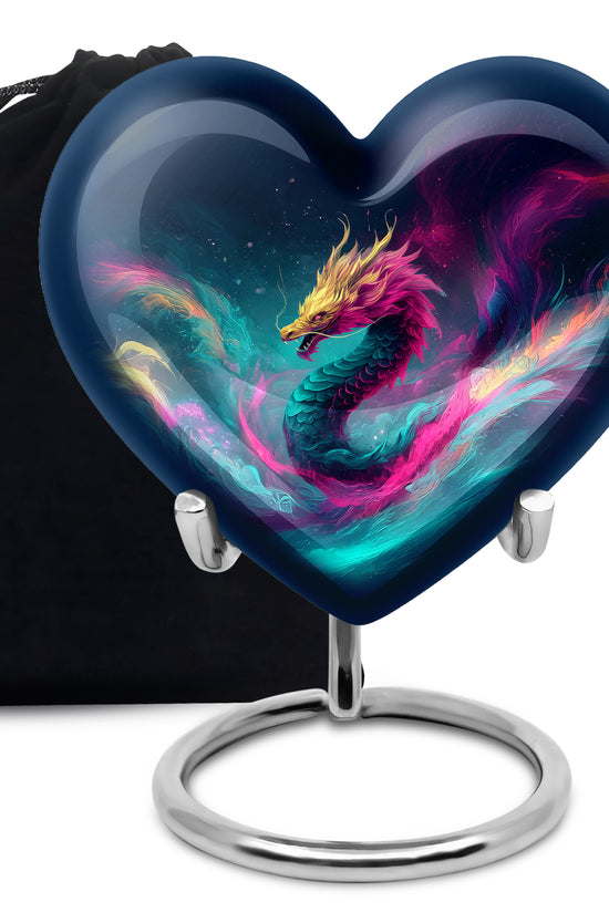 Colourful Dragon Memorial Urn - Aluminium Cremation Urn For Adult Ashes