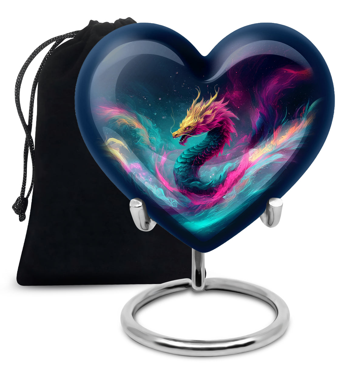 Colourful Dragon Memorial Urn - Aluminium Cremation Urn For Adult Ashes