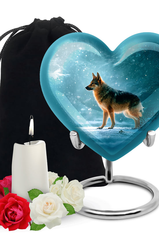 Snowfall Memorial Urn For Dogs - German Shephard Cremation Urn For Sale