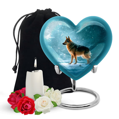 Snowfall Memorial Urn For Dogs - German Shephard Cremation Urn For Sale