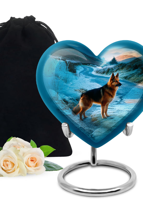 German Shephard In Snow - Burial Urns For Pet Dog Ashes