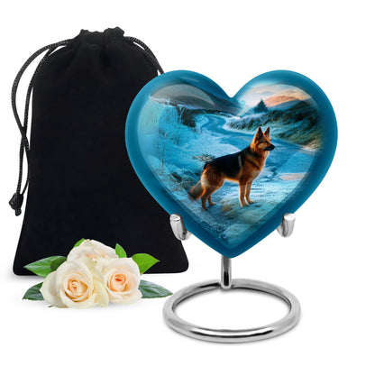 German Shephard In Snow - Burial Urns For Pet Dog Ashes